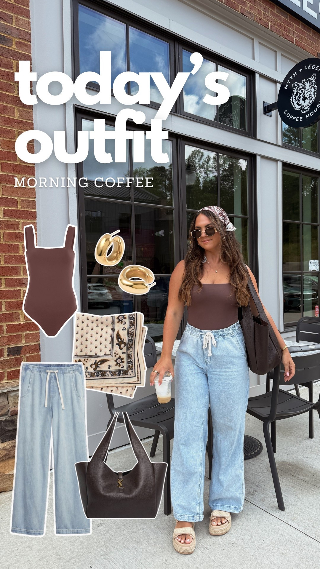 Today’s coffee shop run outfit! Wearing mediums in clothing