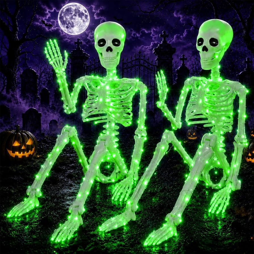2Pack36 Halloween Lighted Skeleton Deco(350 Green Lights,6H auto\u2011Off) | Amazon (US)