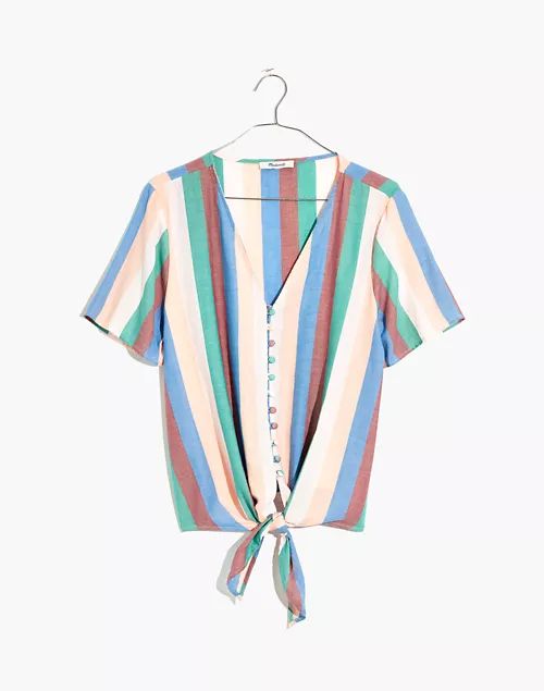 Novel Tie-Front Button Top in Flagstaff Stripe | Madewell