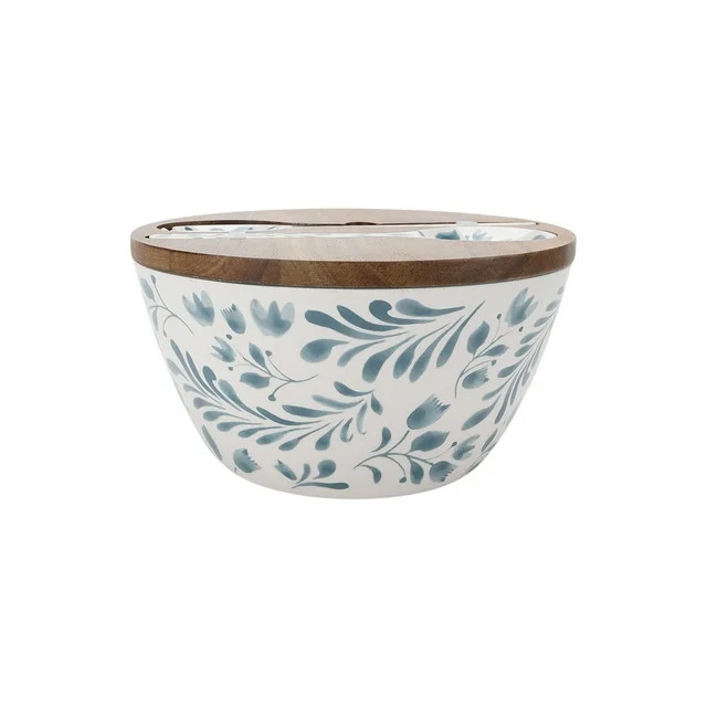 Better Homes & Gardens 4-Piece Bamboo Melamine Salad Serving Bowl and Utensil Set with Acacia Woo... | Walmart (US)