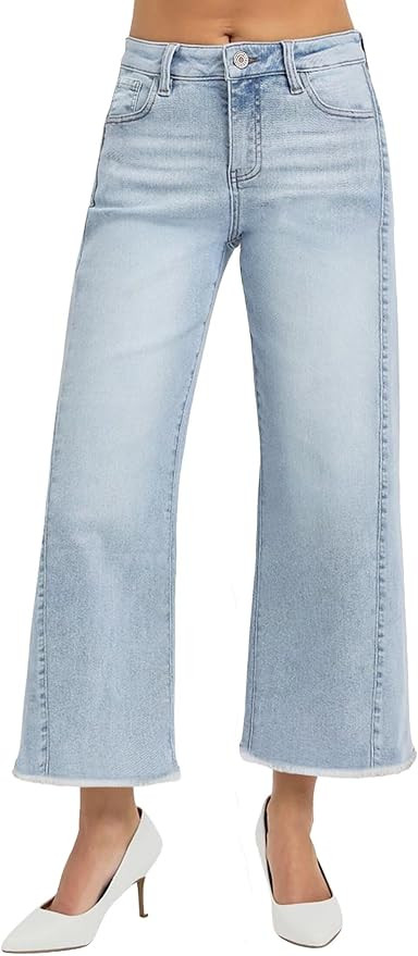 Allimy Women's Wide Leg Jeans 2026 Spring Summer High Waisted Baggy Straight Leg Cropped Pants wi... | Amazon (US)