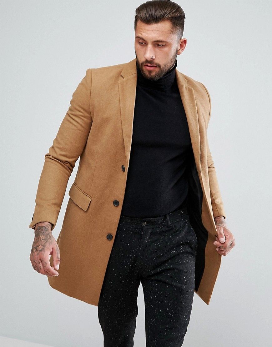 New Look Single Breasted Overcoat In Camel - Tan | ASOS US