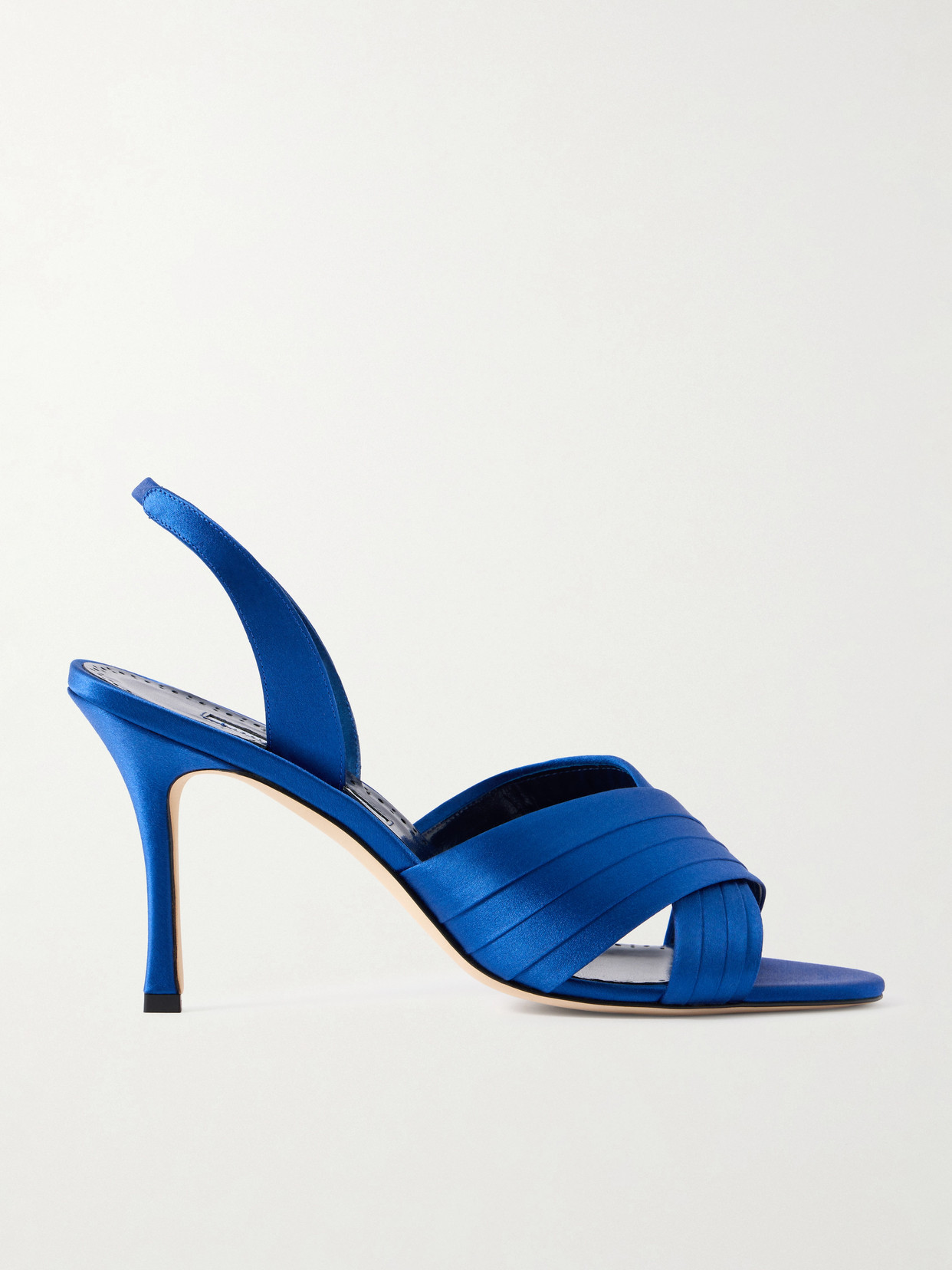 Manolo Blahnik - Viera 90 Satin Slingback Sandals - Blue | NET-A-PORTER (US)