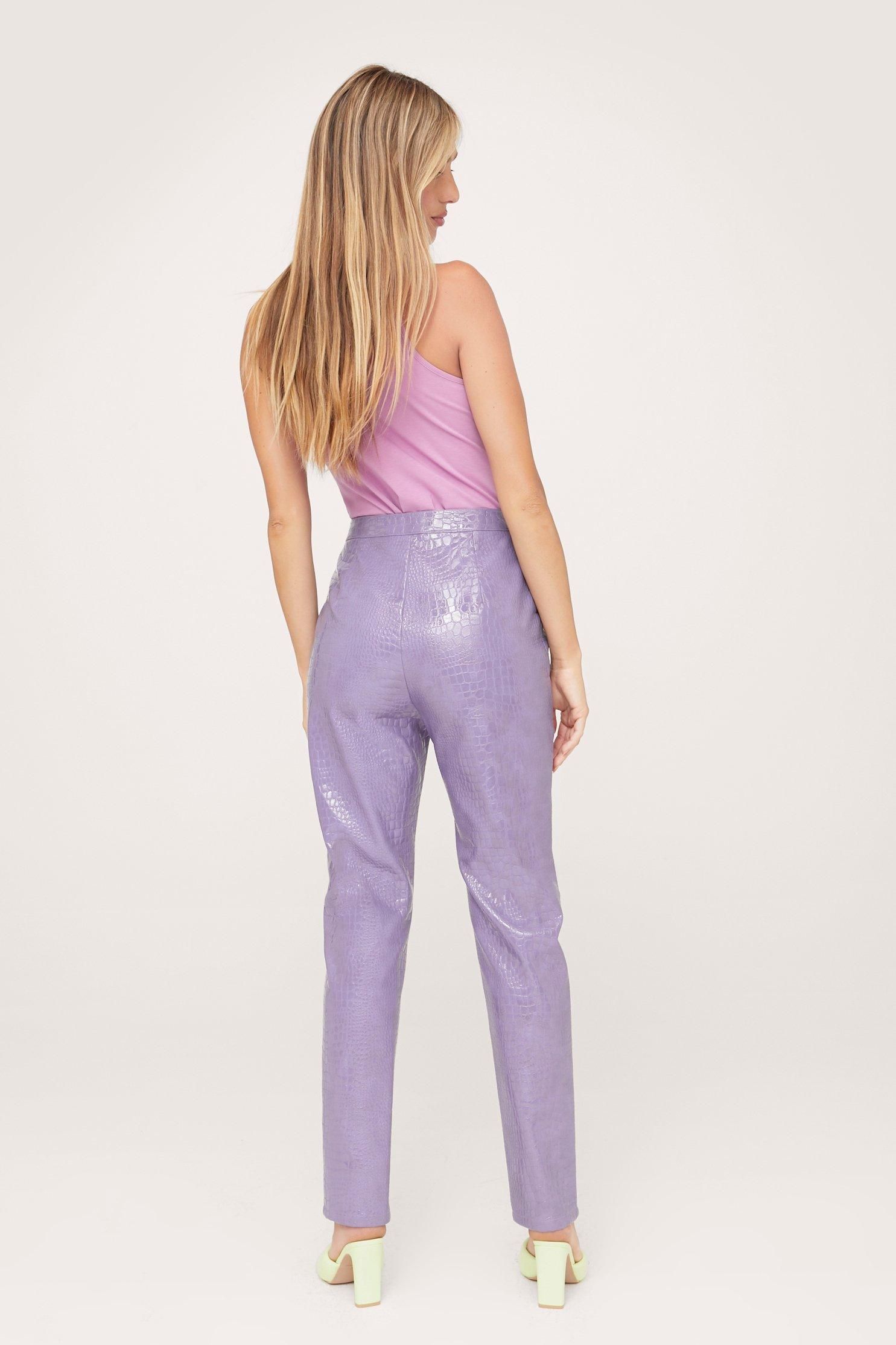 Faux Leather Croc Embossed Straight Leg Pants | Nasty Gal (US)