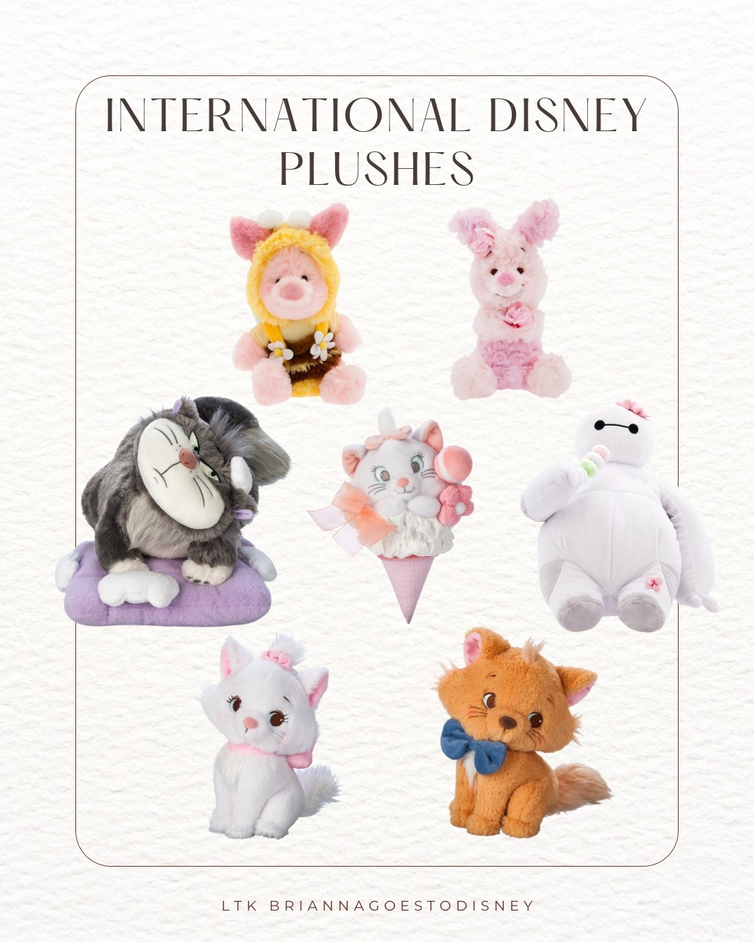 Disney Plushes from Japan available on the Disney Store!

Marie Plush | the Aristocats | Toulouse stuffed animal | cats | Berlioz | Lucifer plush | Cinderella | Baymax Sakura plush big hero six | Winnie the Pooh Sakura plush | piglet Sakura plush | Marie floral bouquet plush | lots of floral bouquet plush | toy story | Winnie the Pooh and piglet floral bouquet plush | piglet as Bee plush | Winnie the Pooh | Disneyland merch

#LTKKids #LTKFamily