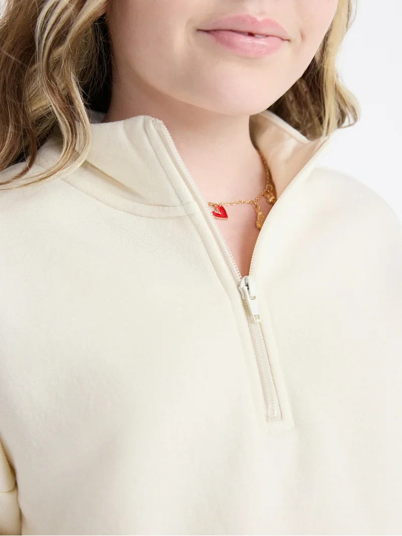 Weekend Academy Girls Fleece Quarter Zip Sweatshirt, Sizes 4-18 | Walmart (US)