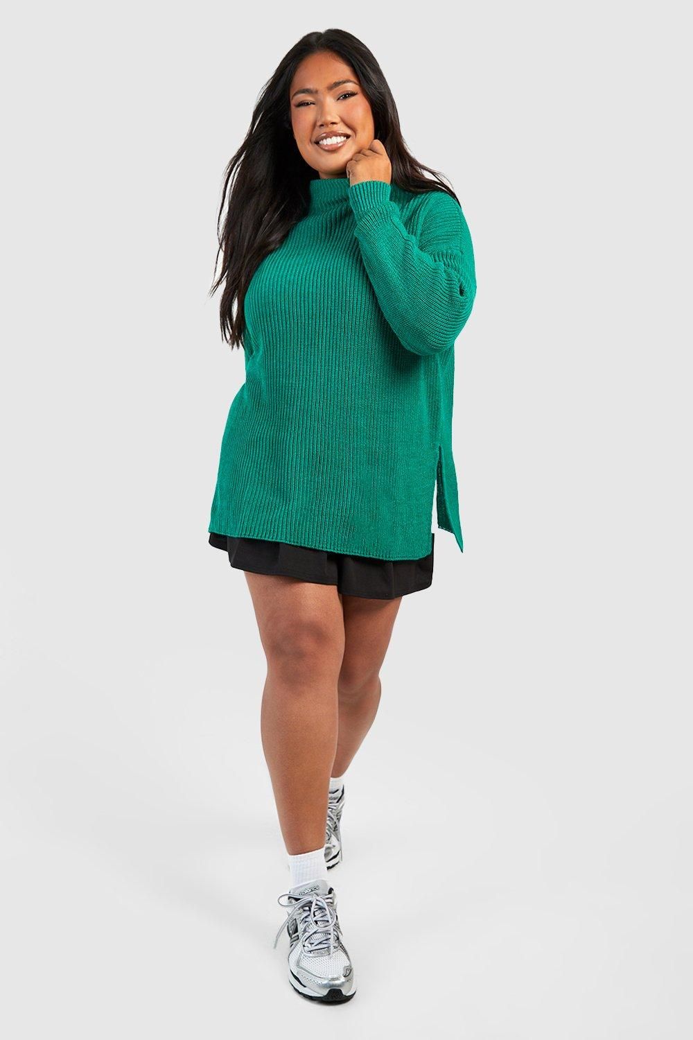 Plus Turtleneck Side Split Sweater | Boohoo.com (US & CA)