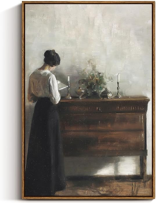 VIYYIEA Vintage Women Large Framed Wall Art, Woman Standing Reading Paintings Decor Aesthetic, 20... | Amazon (US)