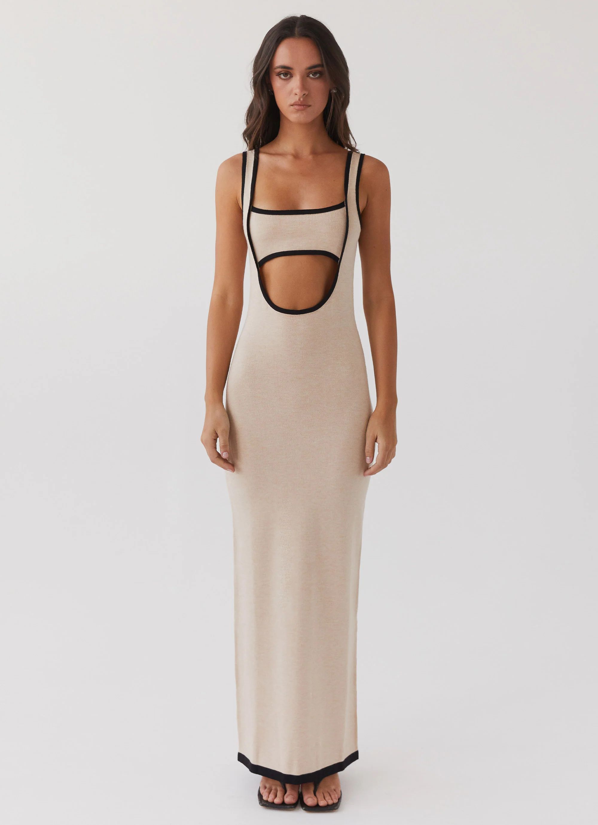 Peppermayo Exclusive -  Lost In Paris Knit Maxi Dress - Tapioca | Peppermayo (Global)
