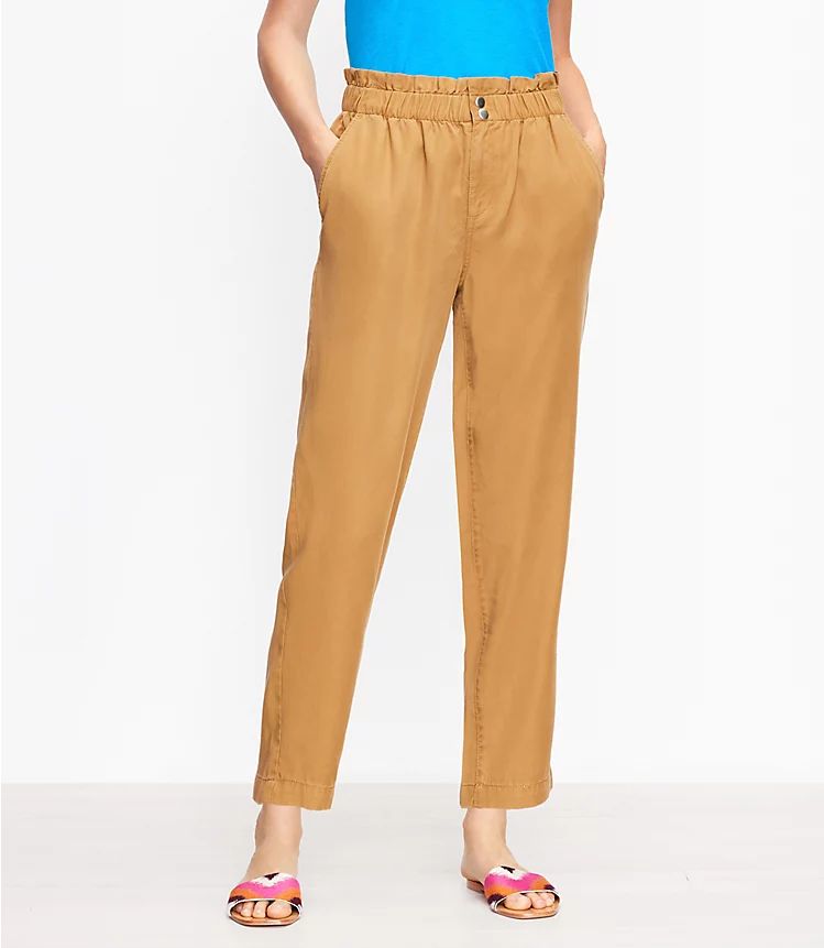 Petite Paperbag Pull On Pants in Soft Twill | LOFT