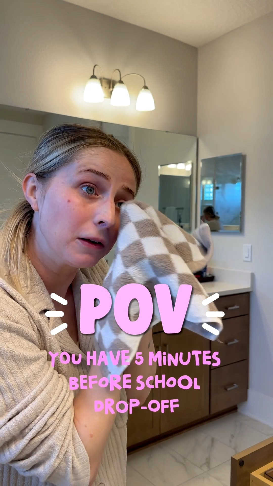 POV you have 5 minutes to get ready before school drop-off! 

Mom of 5. GRWM. Easy makeup. Mom outfit. Millennial mom. @Polite Society @itcosmetics 

#LTKgrwm #LTKmorningroutine #LTKmomlife
