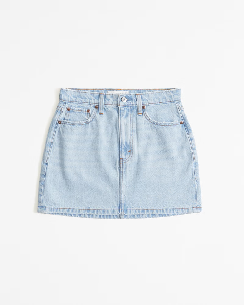Women's Seamed Denim Mini Skirt | Women's Bottoms | Abercrombie.com | Abercrombie & Fitch (US)