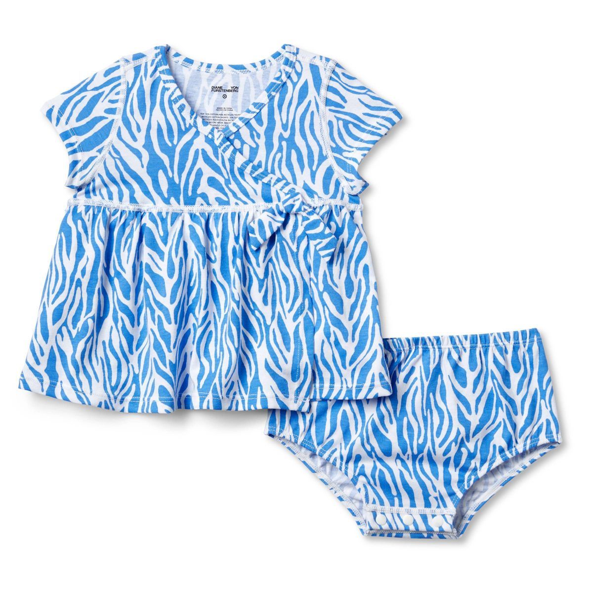 Baby Adaptive Short Sleeve Sea Twig Blue Faux Wrap Dress - DVF for Target | Target