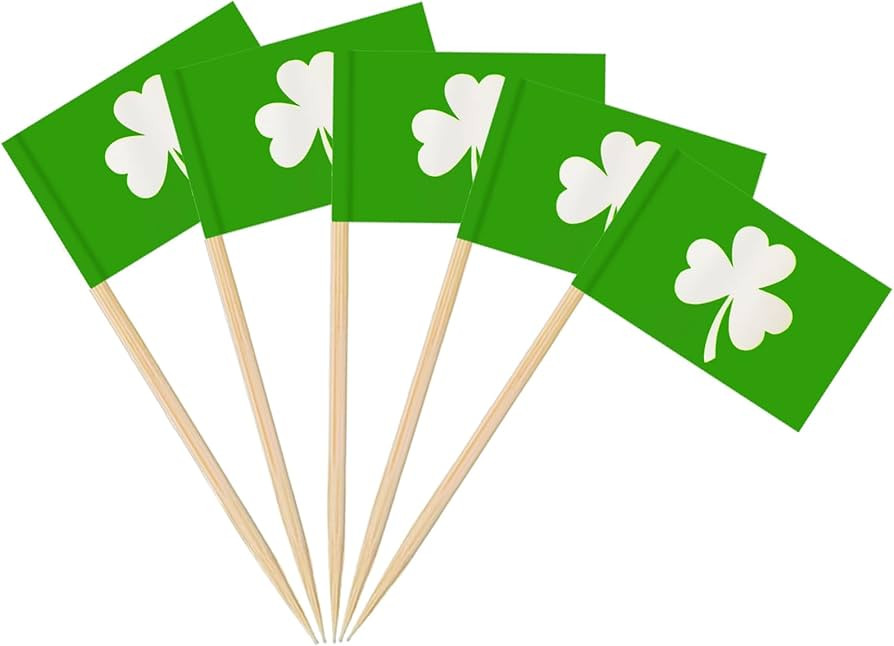 AhfuLife Shamrock Toothpick Flag for St Patrick's Day Decorations, 100 Pcs Irish Toothpick Flags ... | Amazon (US)