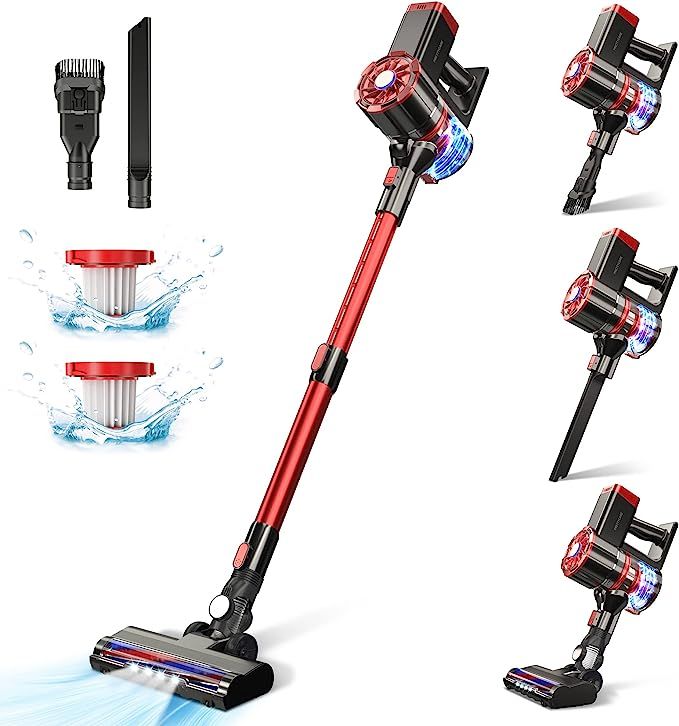 Cordless Vacuum Cleaner, 180W Powerful Suction Stick Vacuum with 35min Long Runtime Detachable Ba... | Amazon (US)