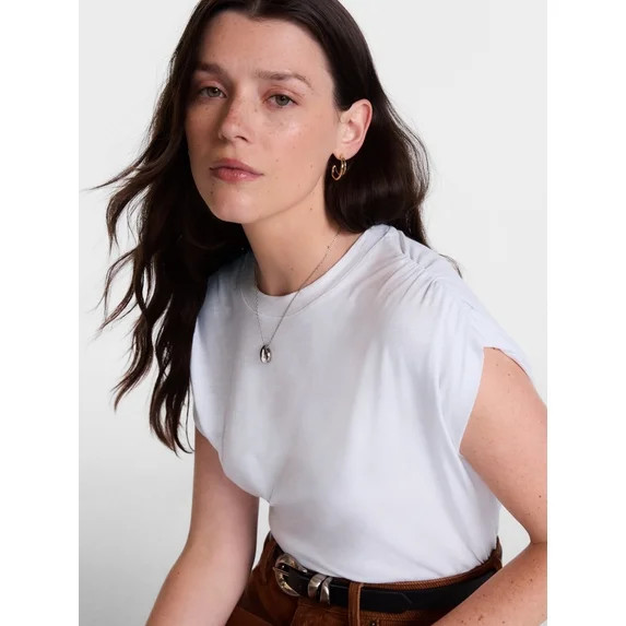 Scenario Women's and Women's Plus Shirred Shoulder Tee, Sizes XS-4X | Walmart (US)
