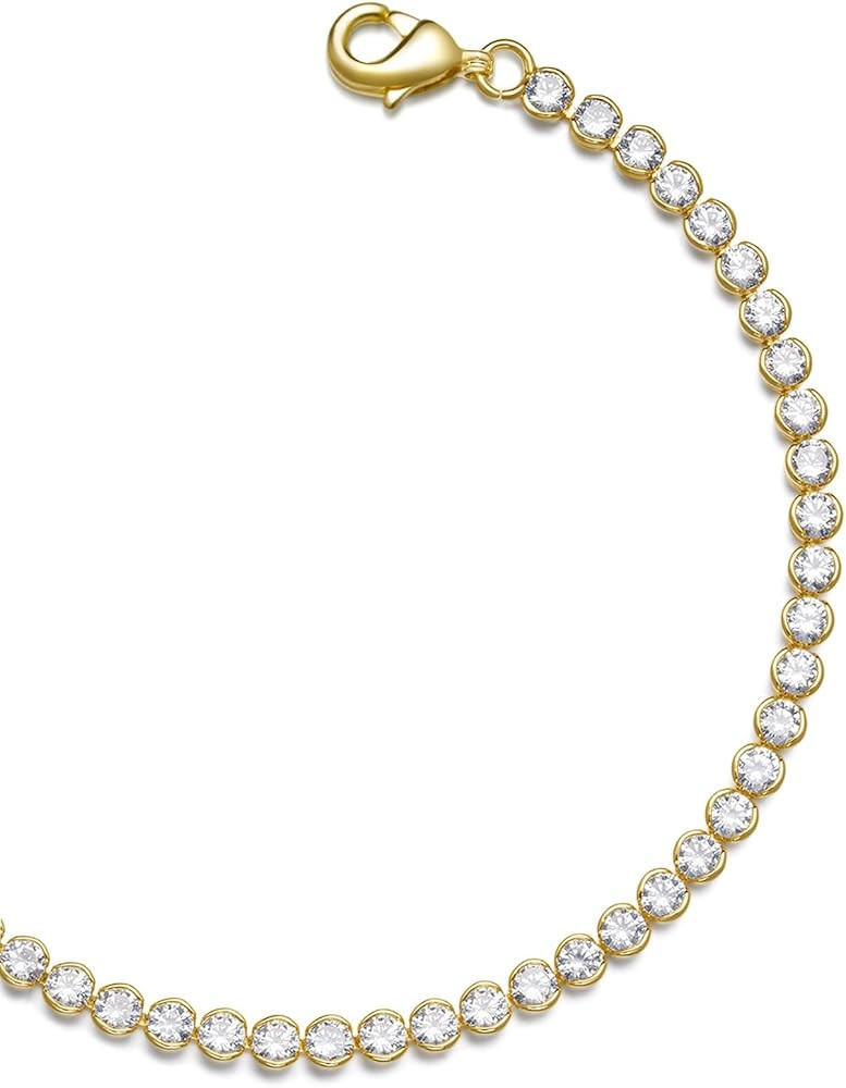 14k Gold Filled Tennis Bracelet|Cubic Zirconia Classic Tennis Bracelet for Women|Gold Link Bracel... | Amazon (US)
