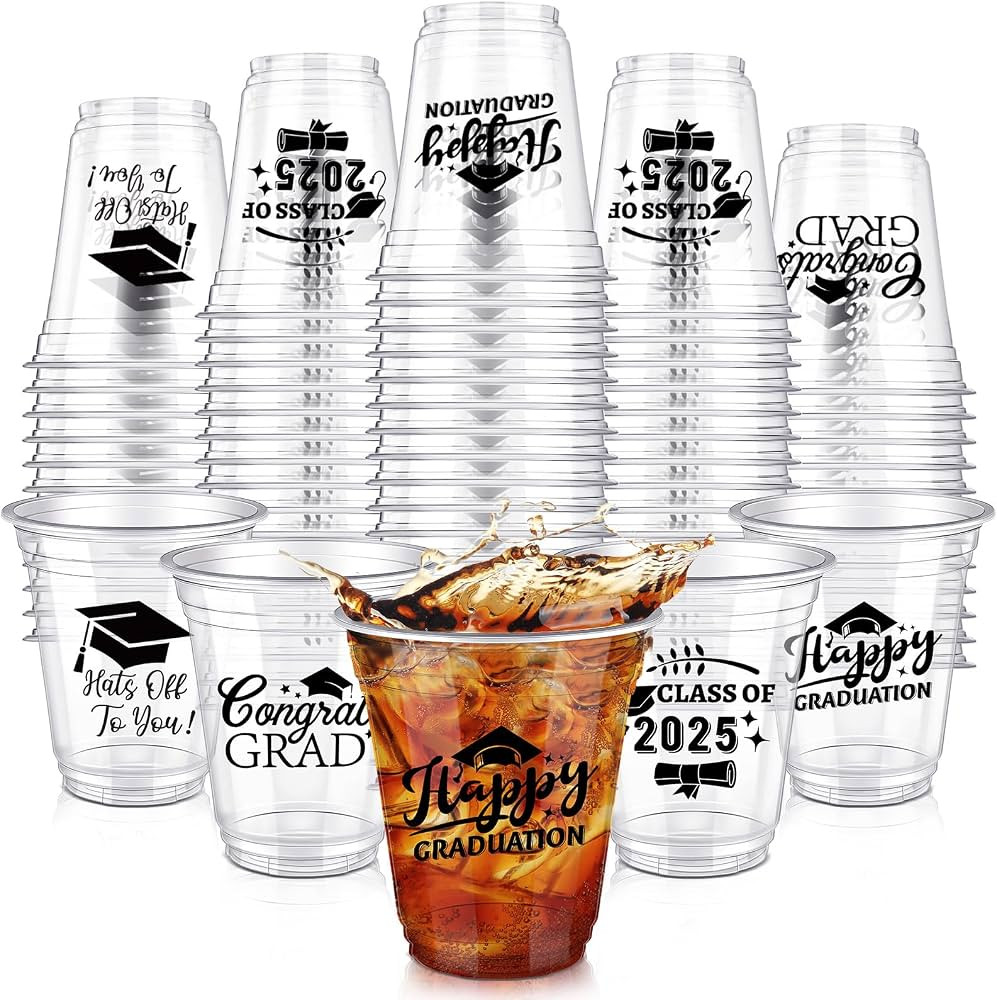 Eaasty 100 Pcs 12oz Graduation Cups 2025 Disposable Graduation Plastic Cups Class of 2025 Graduat... | Amazon (US)