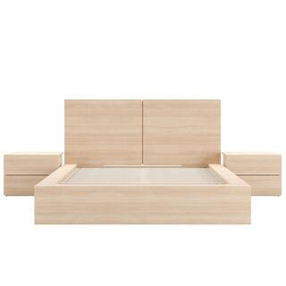 James 4-Piece Natural Blonde Oak Queen Size Bedroom Set | The Home Depot