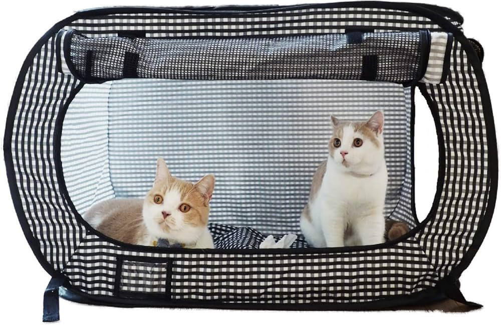 Necoichi Stress-Free Enclosure Cat Travel Carrier Cage 31.8" L x 20.0" W x 20.0" H Collapsible Gr... | Amazon (US)