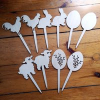 Wooden Easter Eggs Ornaments Wood Crafts Decoration Diy Picks Decor Spring On A Stick | Etsy (US)