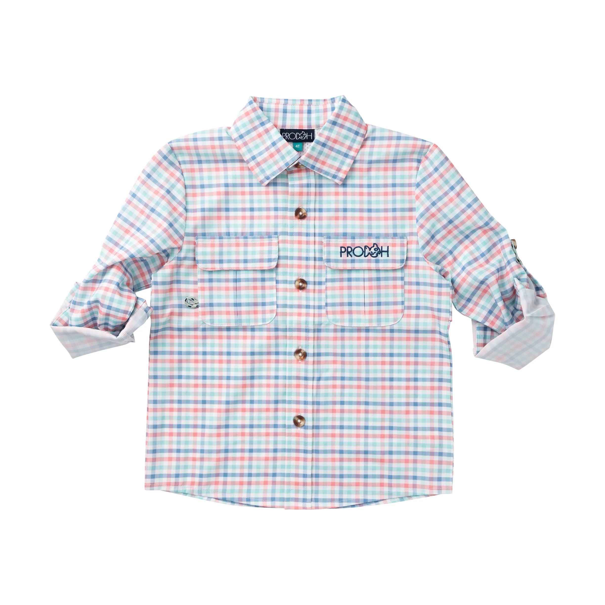 Boys' Long Sleeve Founders Kids Fishing Shirt Strawberry Ice Tide Point Plaid | PRODOH