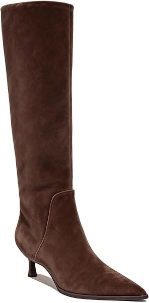 Suede Knee High Boots for Women Kitten Heel Pointed Toe Tall Boots Low Heeled Side Zipper Long Sh... | Amazon (US)
