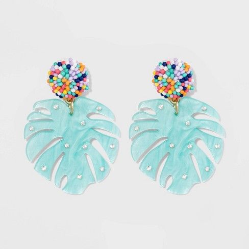 SUGARFIX by BaubleBar Beads Resin Monstera Leaf Earrings | Target