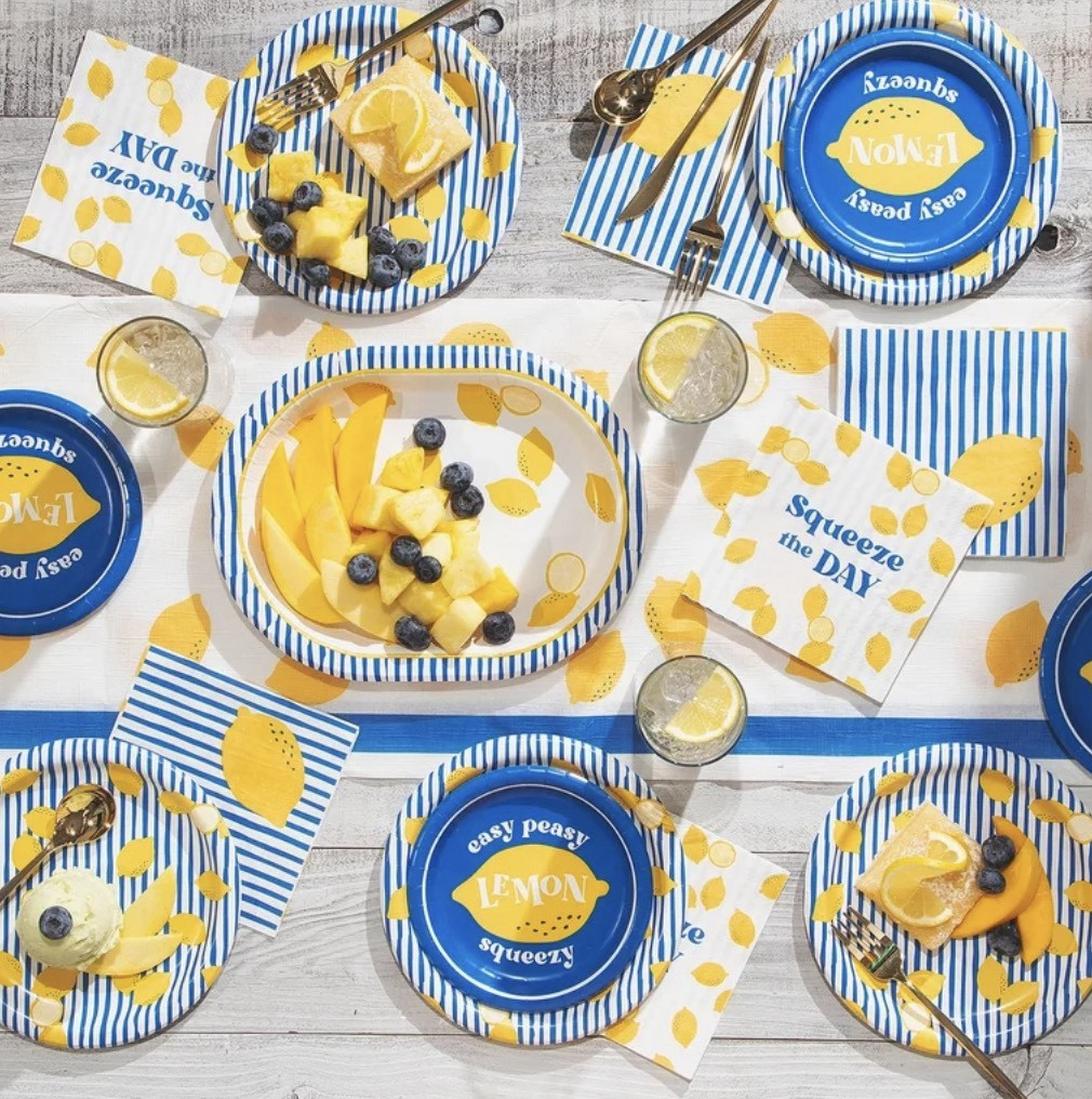 Preppy Lemon Tablescape 🍋💙 Summer Hosting Essentials


The freshest summer setup featuring classic blue & white stripes with the cutest lemon details 🍋💙 This bright, preppy tablescape is made with easy, affordable paper products—perfect for al fresco dining, brunches, and effortless hosting with no cleanup stress ✨

From “squeeze the day” napkins to coordinating disposable plates and serving pieces, these finds make it simple to create a polished, grandmillennial-inspired table in minutes 💛 Just add fresh fruit, lemonade, and sunshine for the ultimate summer vibe ☀️🍋

summer tablescape, lemon decor, paper party supplies, disposable tableware, blue and white table setting, preppy home decor, grandmillennial style, summer hosting ideas, al fresco dining, citrus theme party, walmart home finds, affordable entertaining, pool party supplies, lemon party, lemonade stand 

#LTKfoodie #LTKmomlife #LTKHome