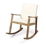 Christopher Knight Home Caspar | Outdoor Acacia Wood Rocking Chair, Teak Finish/Cream Cushion | Amazon (US)