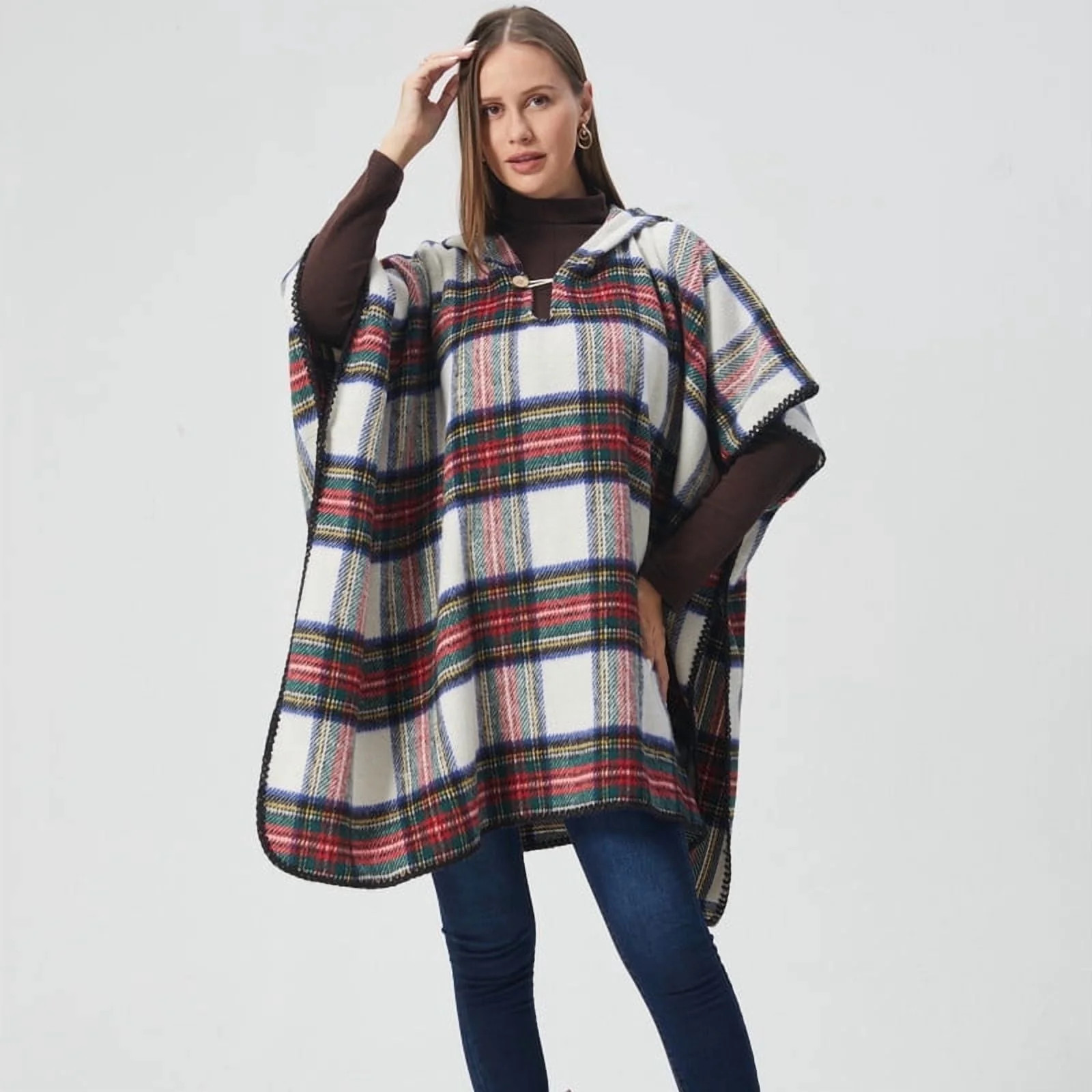 ZEBLIOSO Women's Hooded Shawls and Wraps Cowgirl Style in Winter Western Ponchos One Size | Walmart (US)