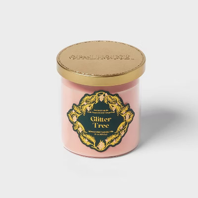 15oz Glass Jar 2-Wick Glitter Tree Candle Peach Orange - Opalhouse™ | Target