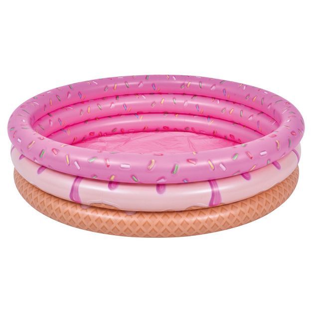 Pool Central 47" Inflatable 3 Ring Pink Doughnut Kiddie Swimming Pool | Target