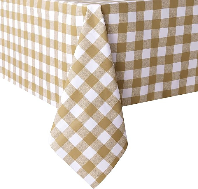 sancua Checkered Vinyl Rectangle Tablecloth, 54 x 120 Inch - 100% Waterproof Oil Proof Spill Proo... | Amazon (US)