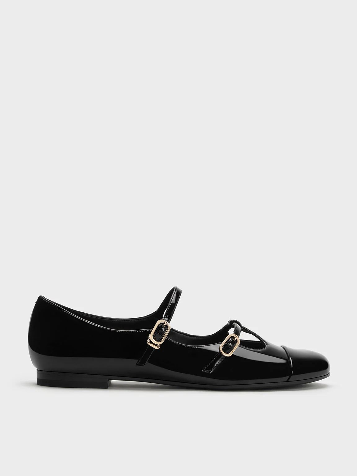 Black Boxed Double-Strap T-Bar Mary Janes | CHARLES & KEITH | Charles & Keith US