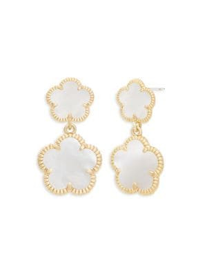 JanKuo Flower 14K Goldplated, Mother Of Pearl Drop Earrings on SALE | Saks OFF 5TH | Saks Fifth Avenue OFF 5TH