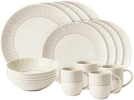 Royal Doulton Ellen DeGeneres 16 Piece Dinnerware Set Taupe Stripe, Porcelain, 36.23 | Amazon (US)