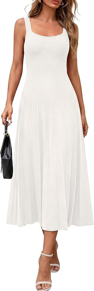 PRETTYGARDEN Spring Dresses for Women 2026 Summer Casual Sleeveless Square Neck A Line Knit Pleat... | Amazon (US)