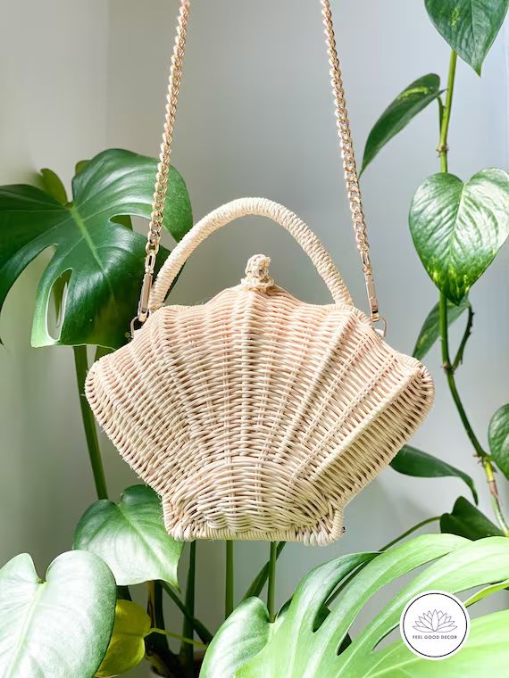 Timeless Handmade Boho Chic Shell Rattan Wicker Crossbody Bag | Etsy | Etsy (US)