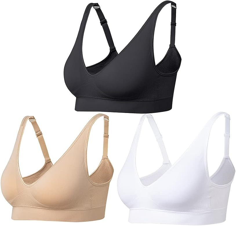 Comfyin Wireless Bras for Women Non Wired Seamless Bras with Removable Pads 3 Pack | Amazon (UK)