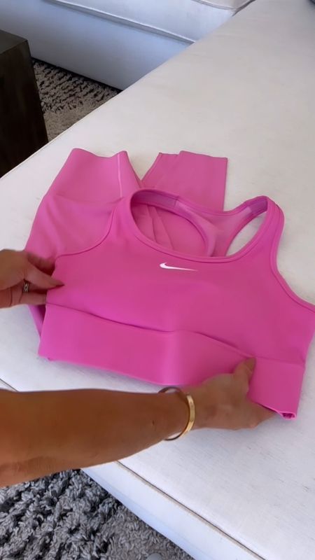 The perfect summer pink! This Nike set is an instant mood lifter.
Sz med sports bra, xs leggings
Love with these Sneakers tts, however I wore it to Pilates last week with a little tank and my go to Gucci slides 


#LTKVideo #LTKOver40 #LTKActive