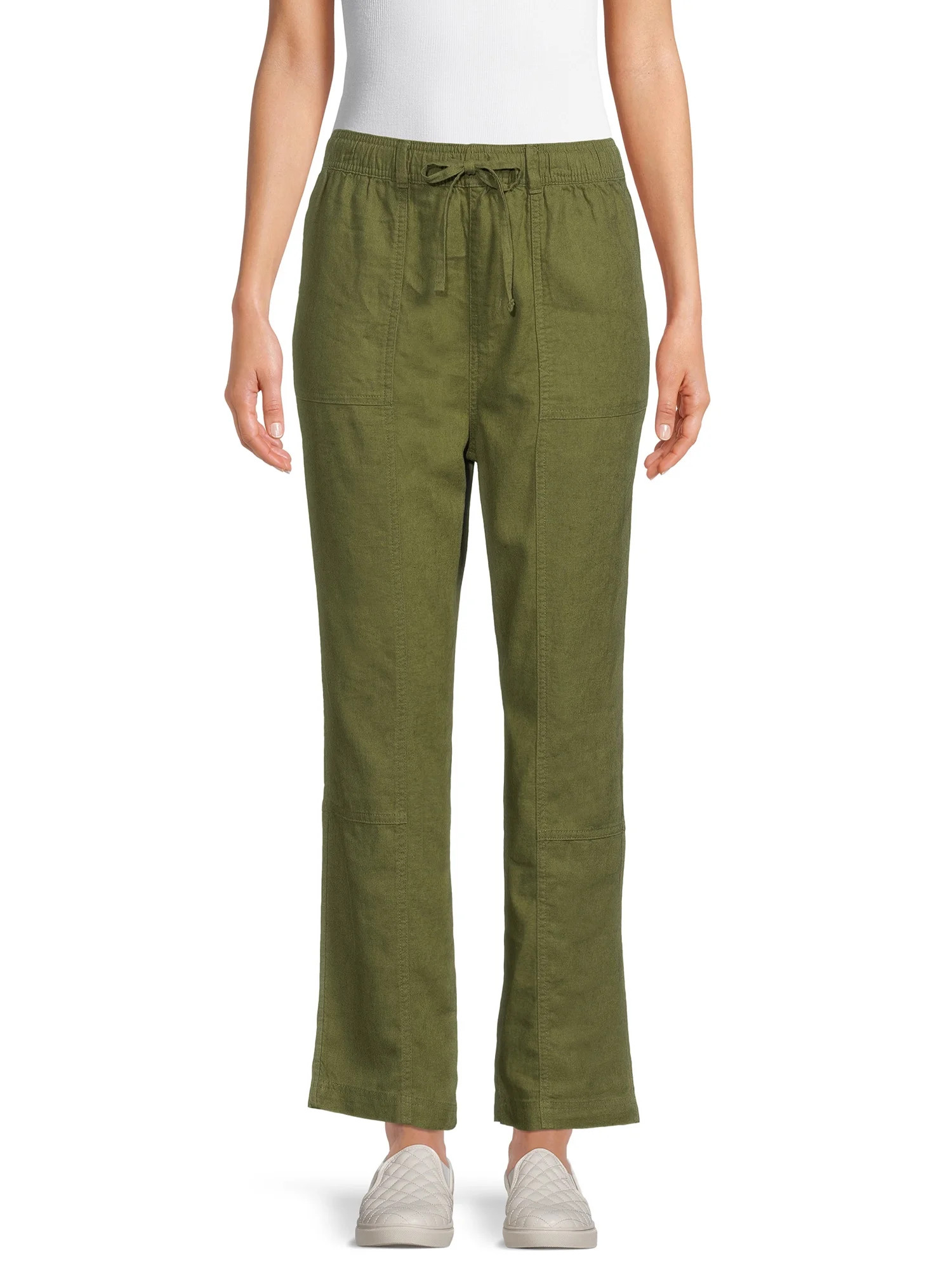 Time and Tru Women's Linen Pull-On Pants | Walmart (US)