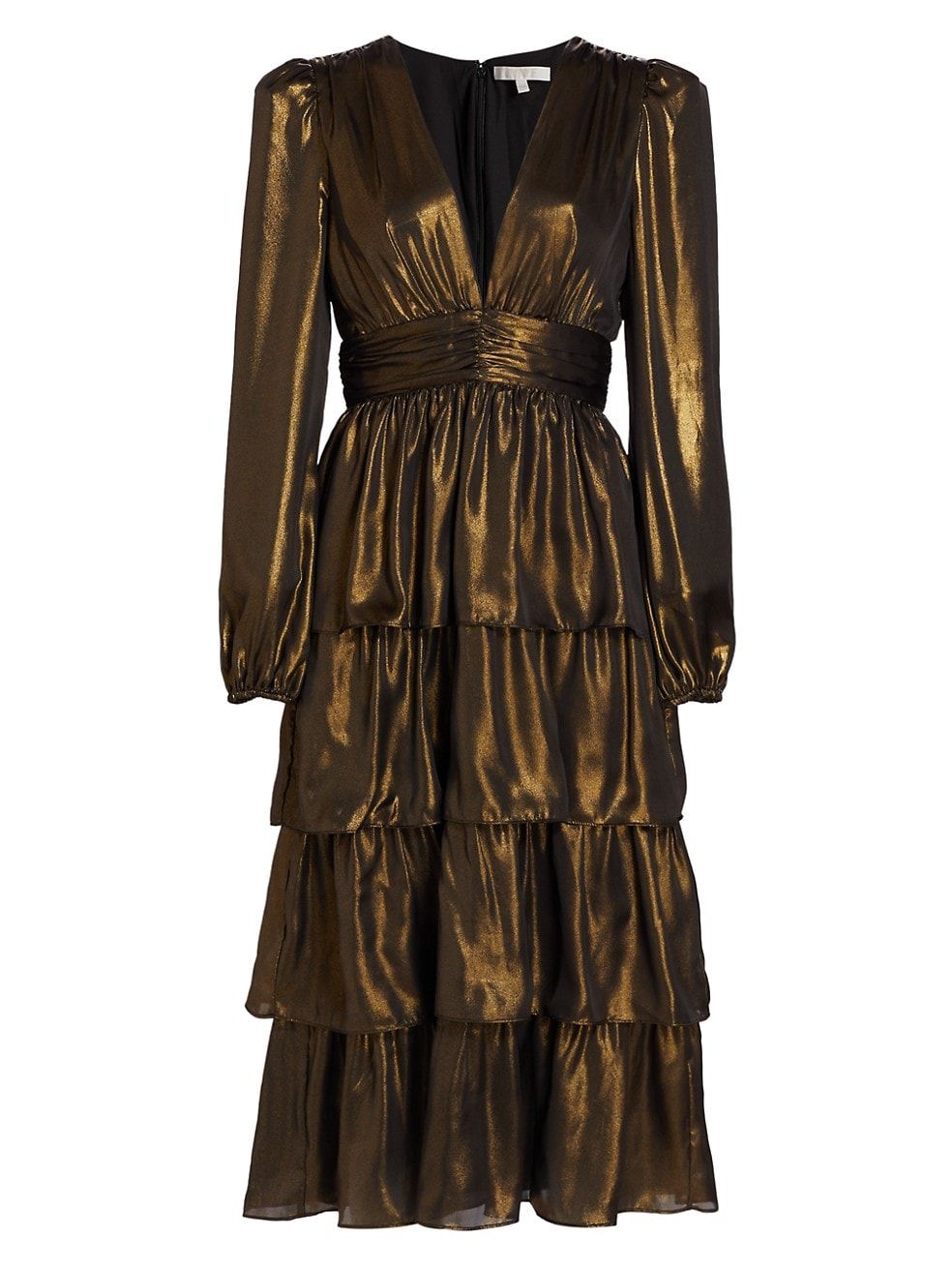 Metallic Tiered Midi-Dress | Saks Fifth Avenue