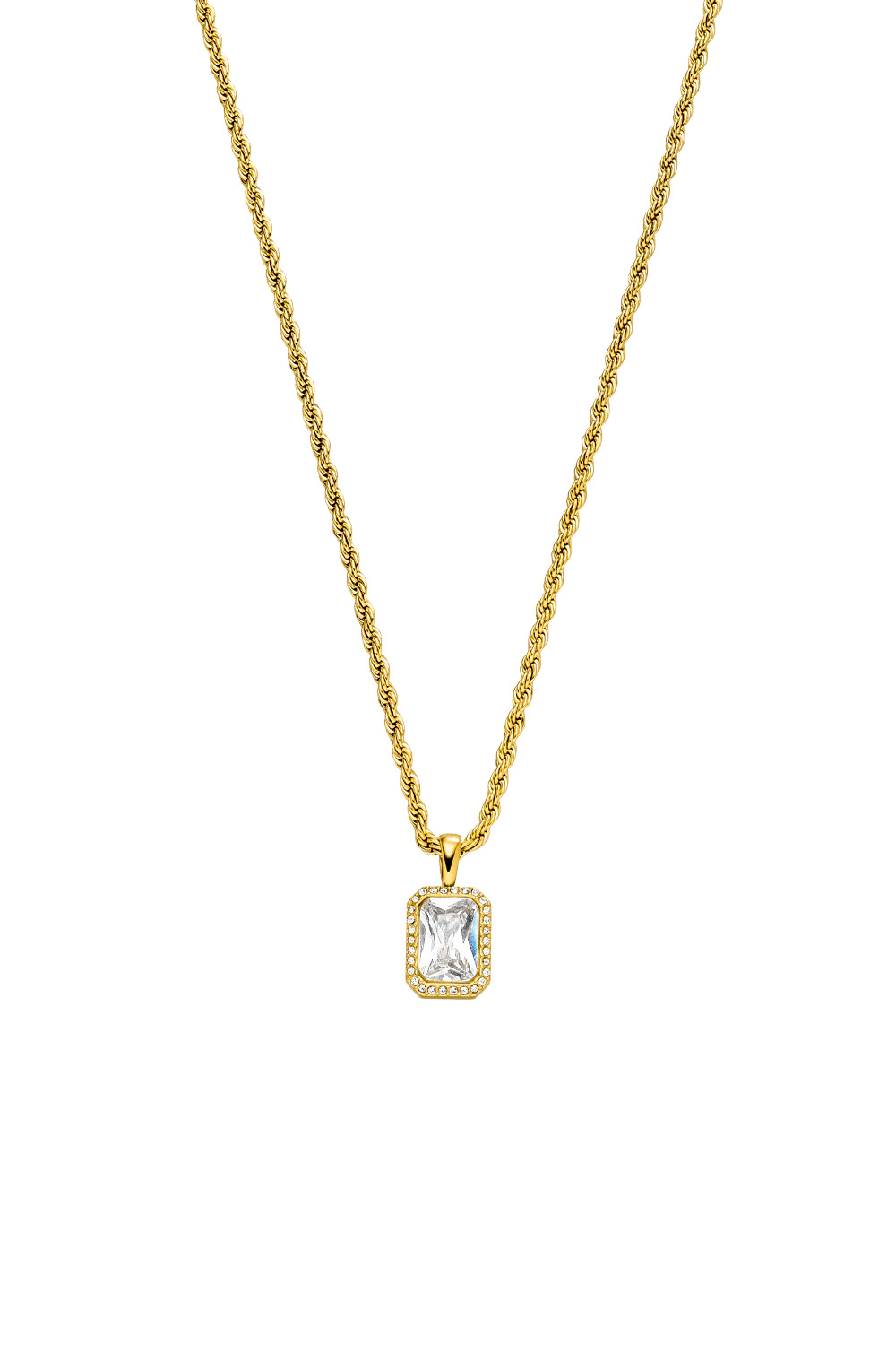 Pavé Emerald Pendant Necklace 18K Gold Plated | Paul Valentine
