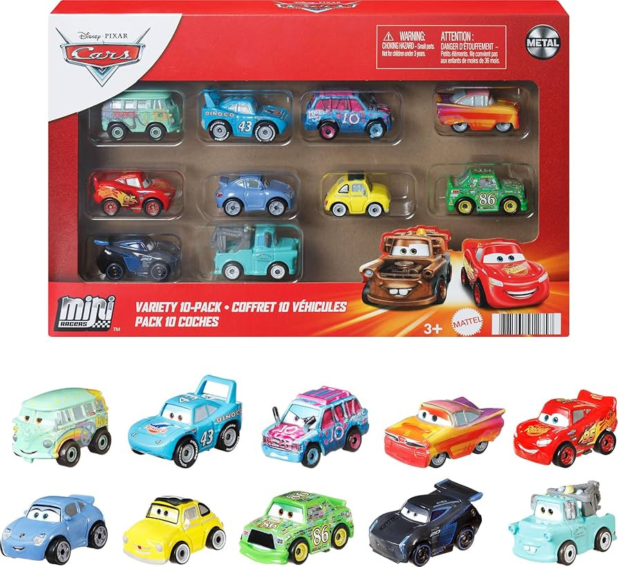 Mattel Disney and Pixar Cars Mini Racers 10-Pack, Collectible Set with 10 Toy Vehicles, Fan-Favor... | Amazon (US)