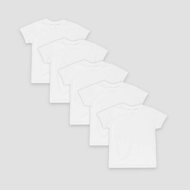 Hanes® Toddler Boys' 5pk Crew T-Shirt - White | Target