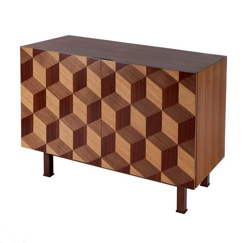 Caleb 2-Door Geometric Storage Cabinet - Brown | One Kings Lane