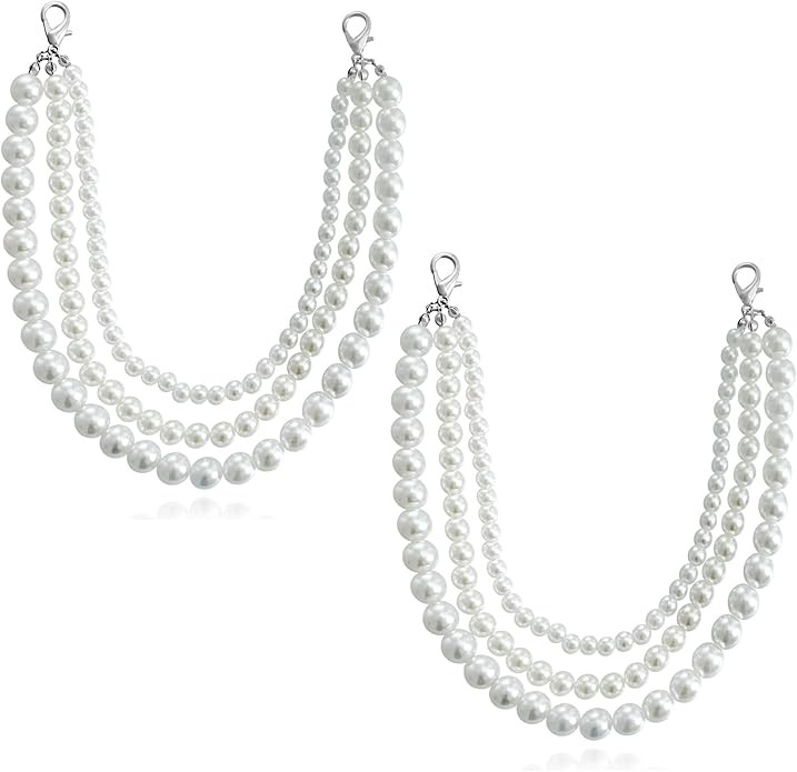 2 Pcs Layered Pearls Shoelace Charms Triple Layers Tassel Boot Chain with Clasp Sneaker Chain Jew... | Amazon (US)