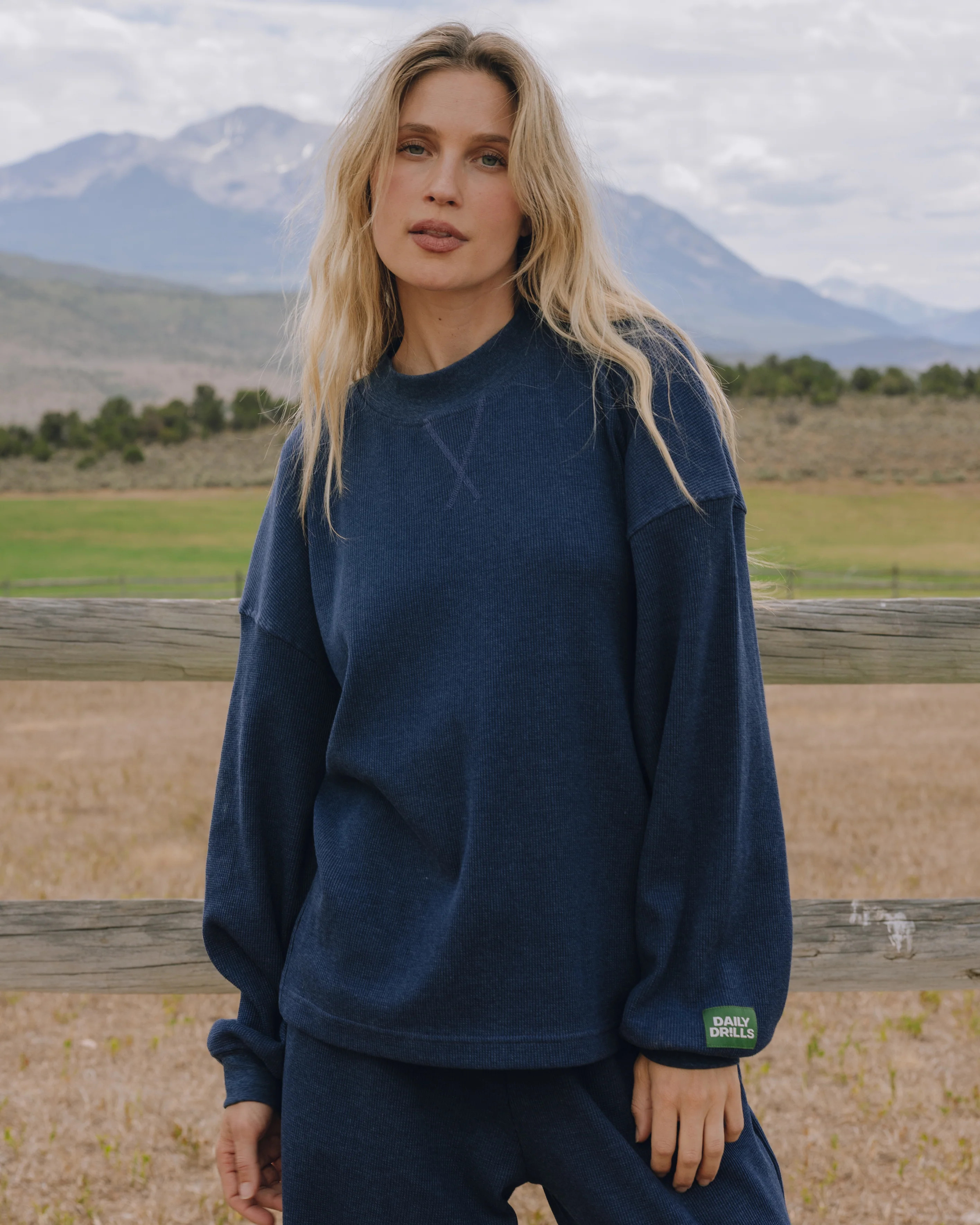 Oversized Vintage Thermal - Denim | Daily Drills LLC