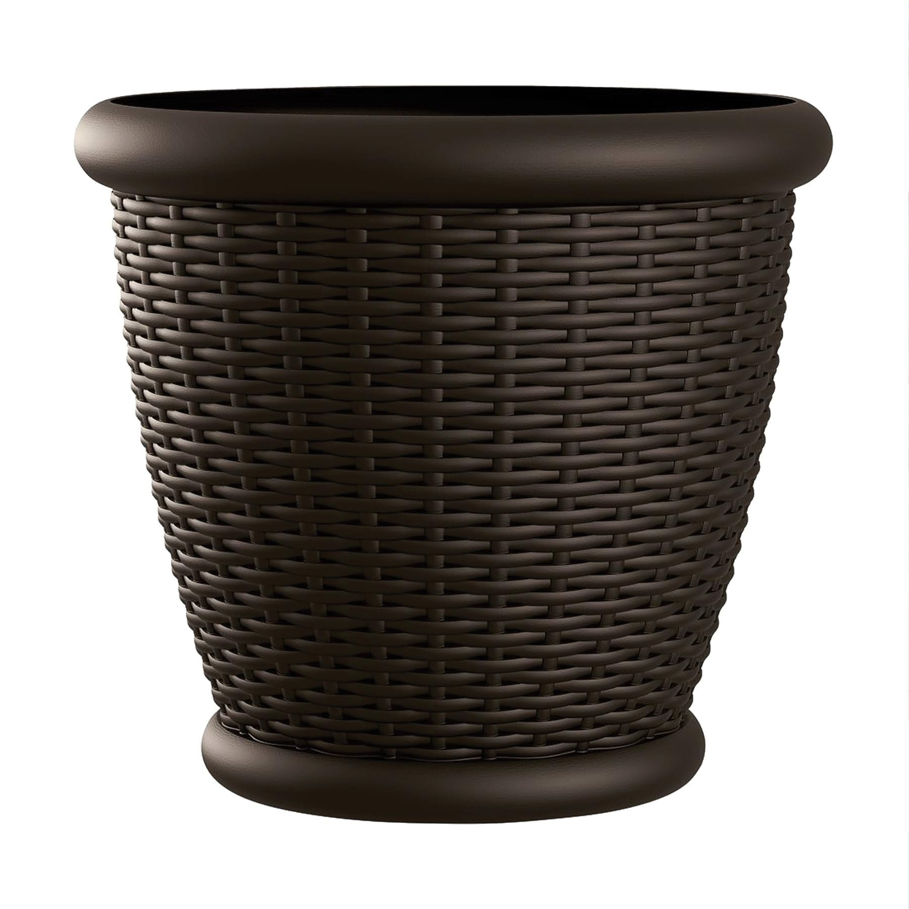 Suncast Wicker Planter w/ Drillable Drain Holes, Decorative Indoor/Outdoor Pot, 18in, Java | Amazon (US)